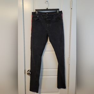 Other Mens Distressed Black Denim with Red Stripe Size 32